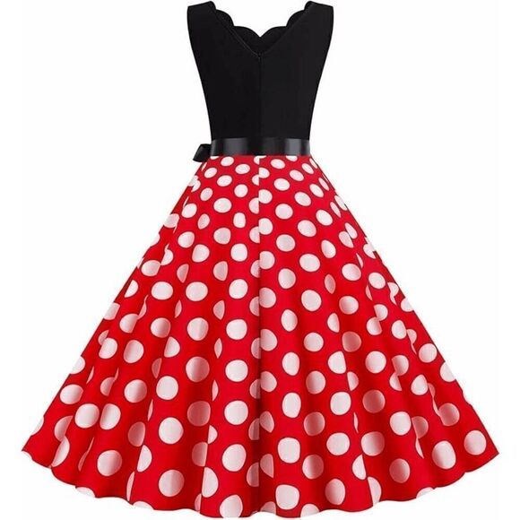 ❤ 4PCS Bundle Minnie Mouse Costume 1950s Retro Pinup Dress & Accessories L NEW - Picture 6 of 12